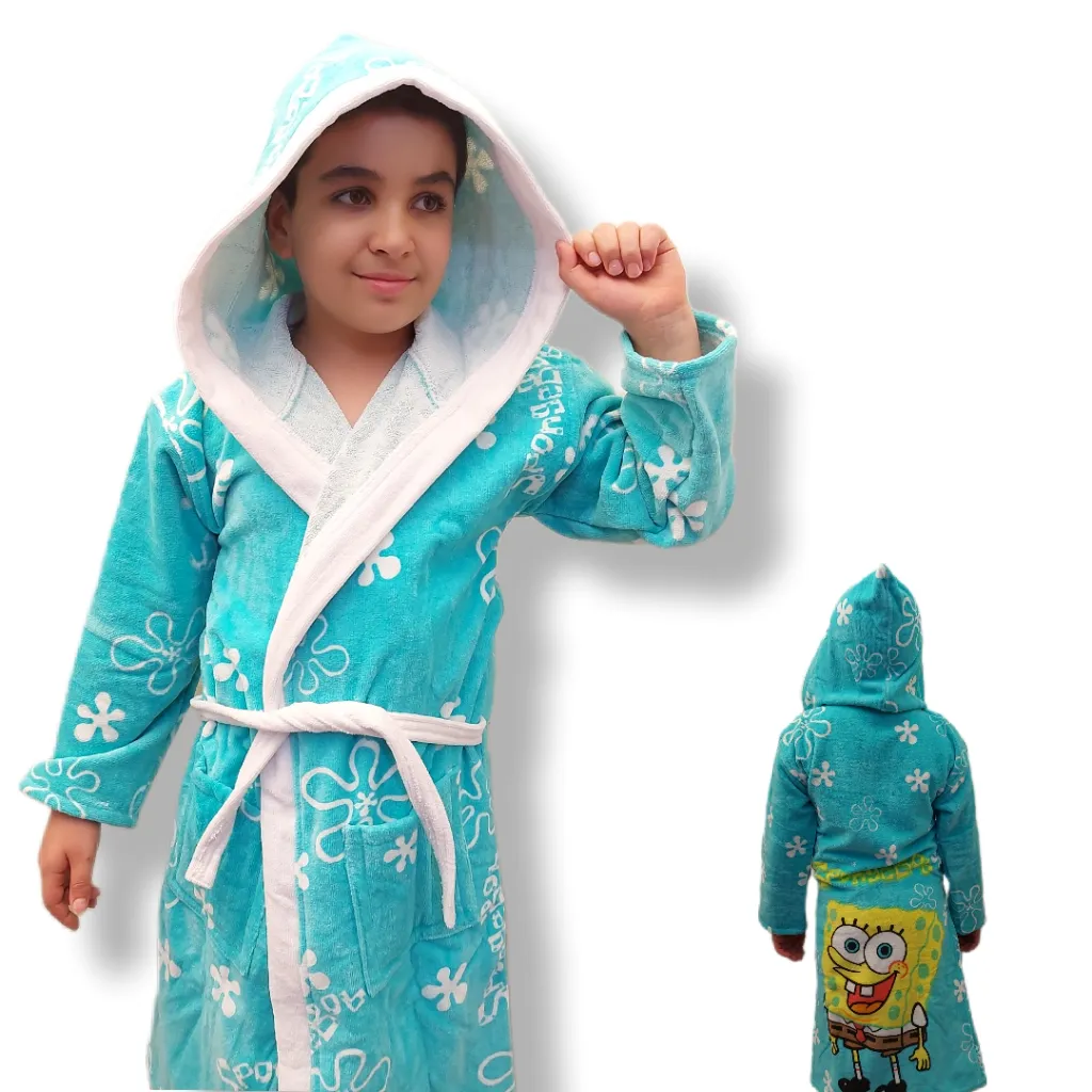 حوله پالتویی بچگانه نفیس مدل باب اسفنجی سایز(100)