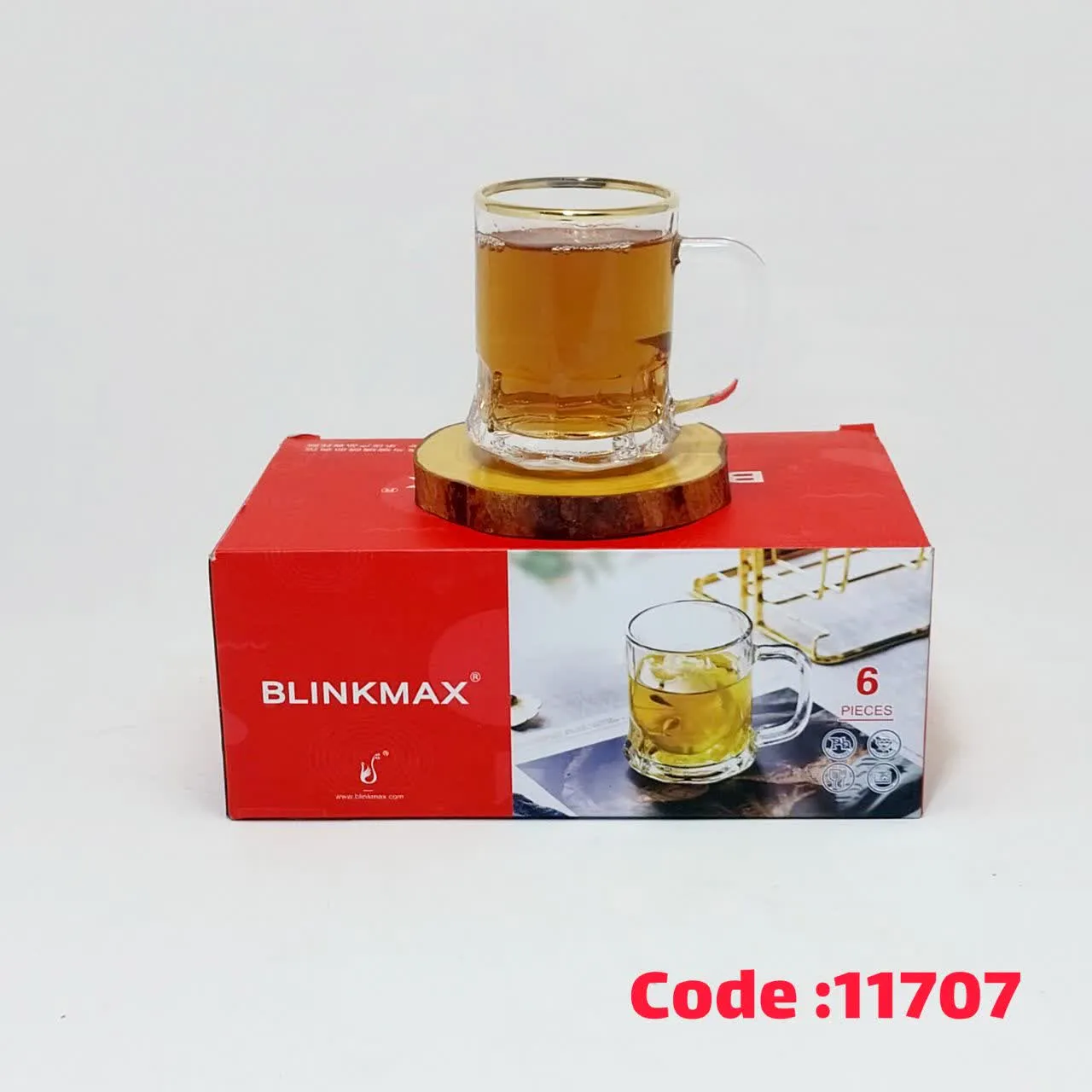 استکان عینکی 119 مکس لب طلا چین