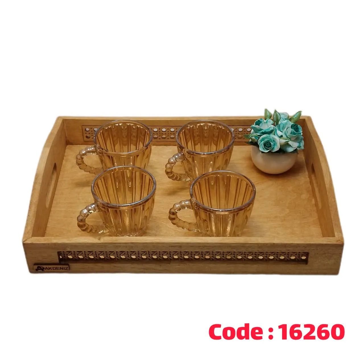 سینی مستطیل بزرگ حصیری چوب L3108