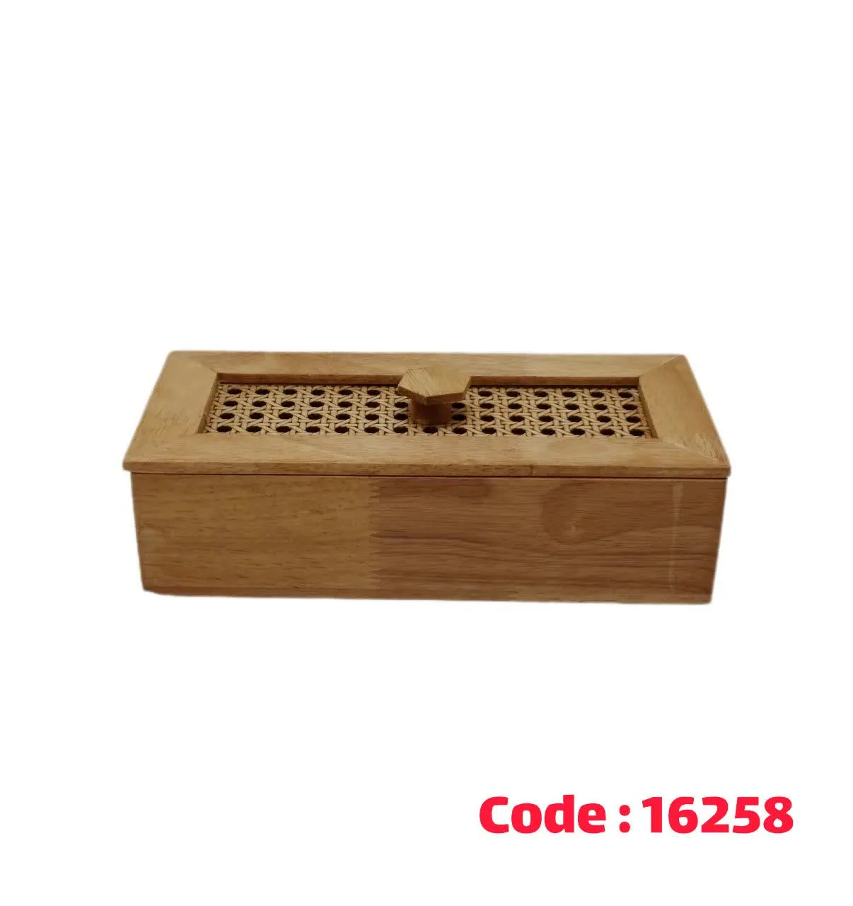 ظرف بیسکویت مستطیل حصیری چوب L3109