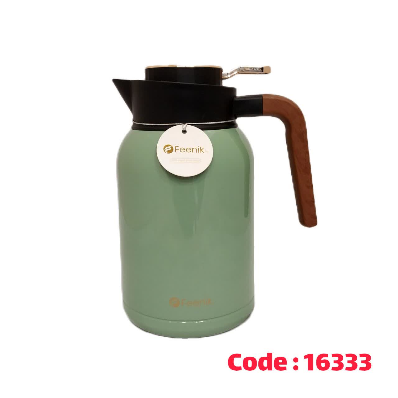 فلاسک ۲ لیتر رنگی دسته طرح چوب ۱۰۳۴۹ استیل 