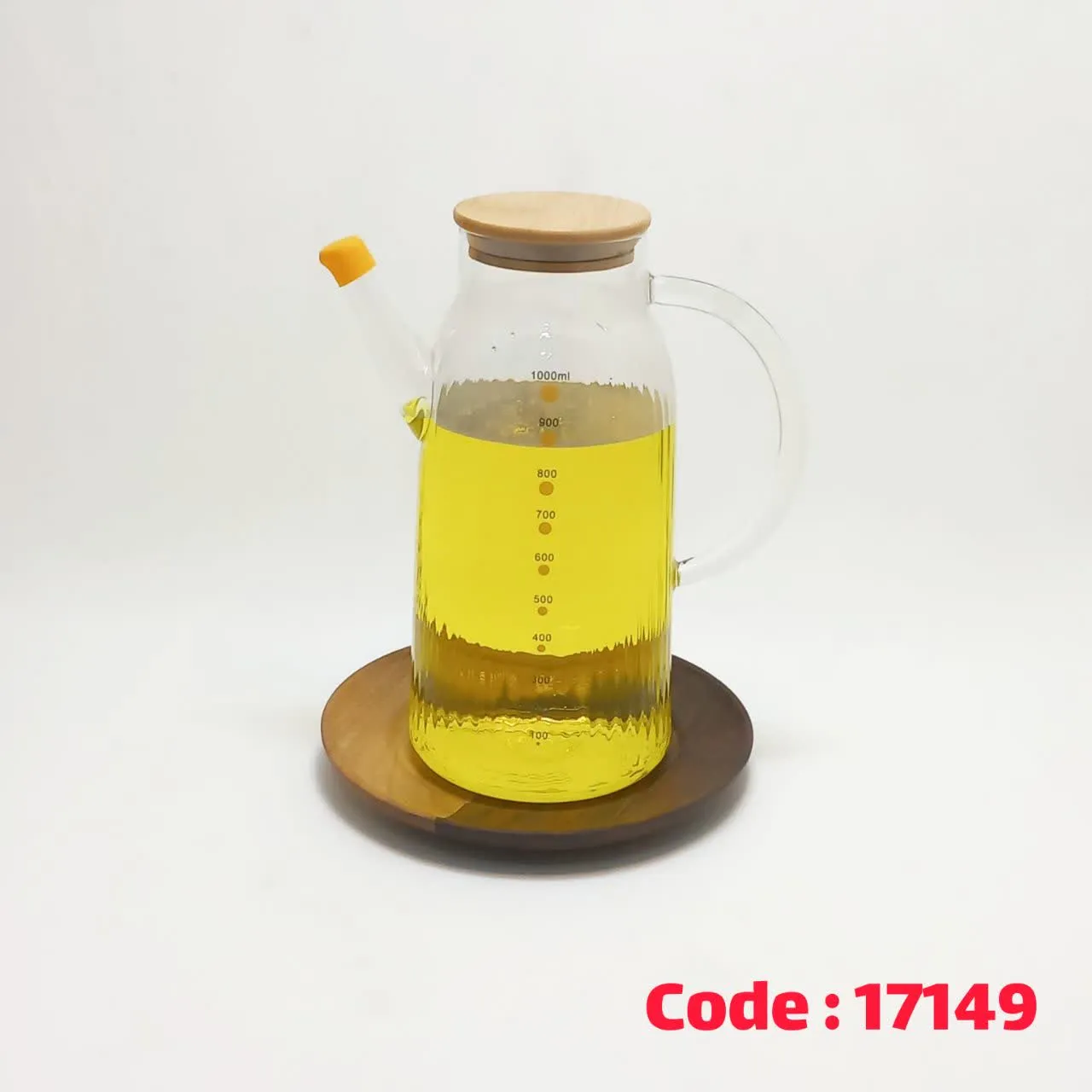 پارچ روغن 1 لیتر راه راه درب چوب 6307 پیرکس