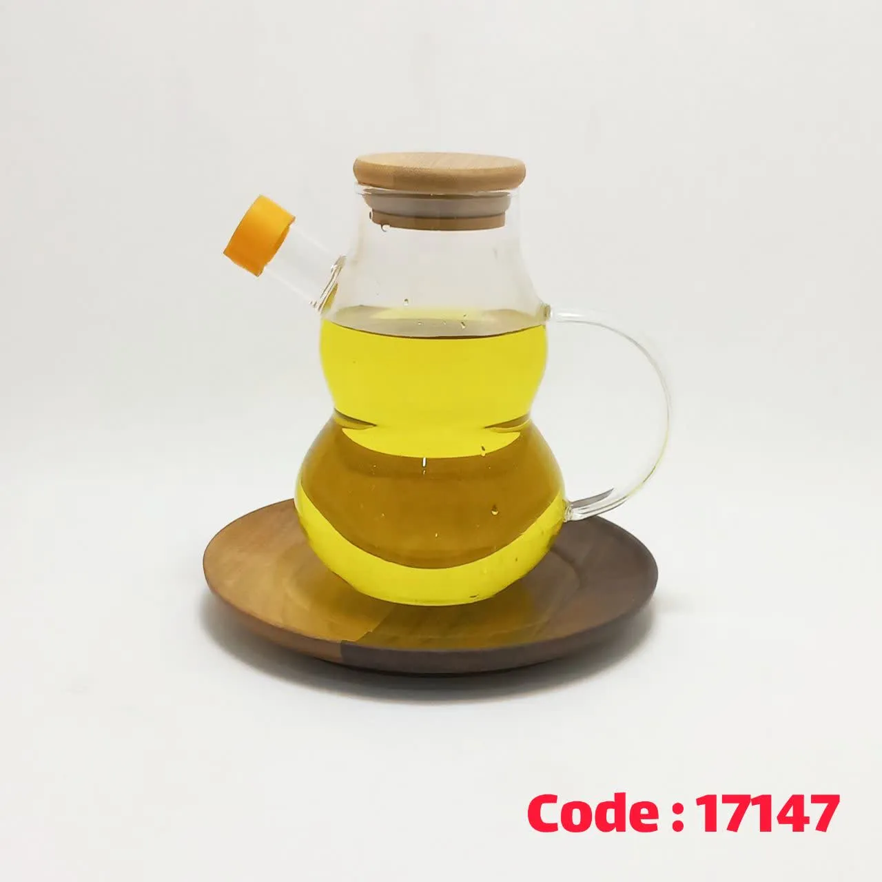 پارچ روغن مدرج 0.4 لیتر درب چوب 5048 پیرکس
