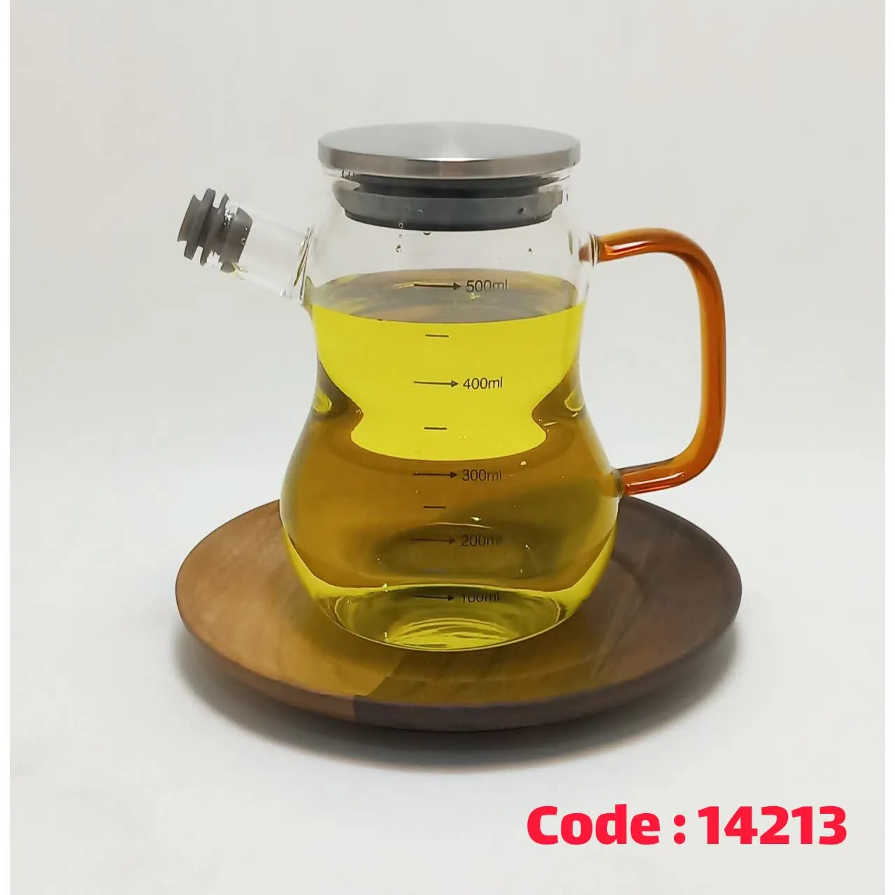 پارچ روغن مدرج 0.5 لیتر دسته رنگی درب استیل 5048 پیرکس