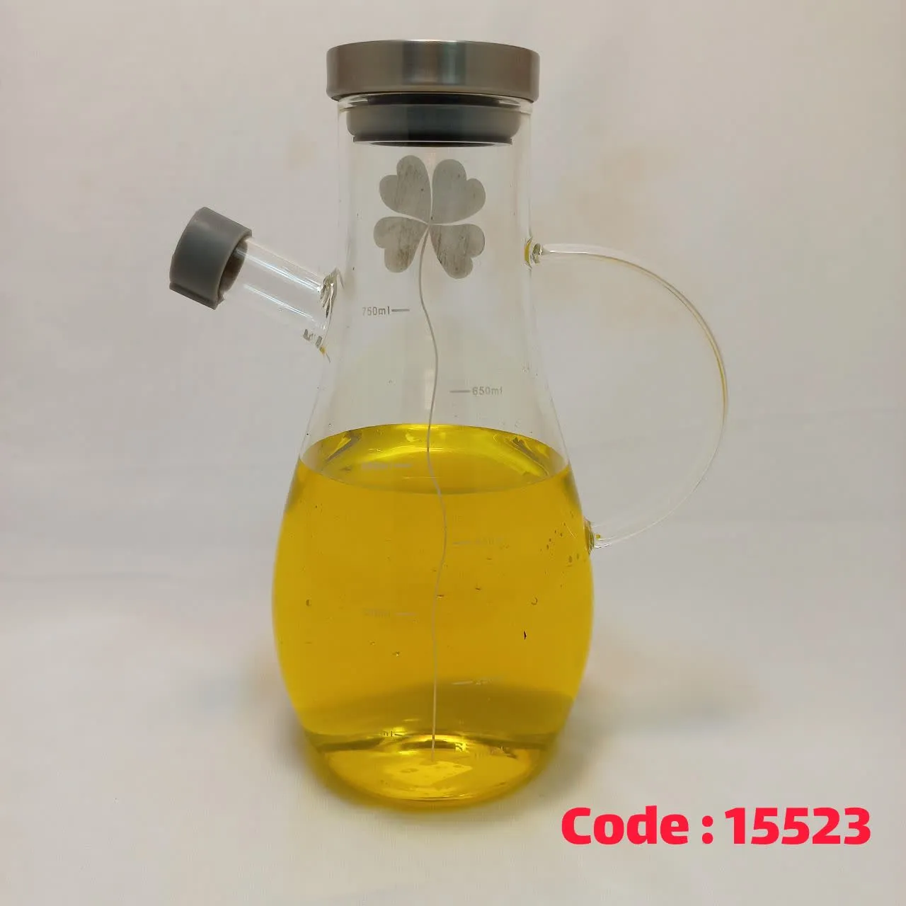 پارچ روغن مدرج 0.75 لیتر درب استیل 5052 پیرکس