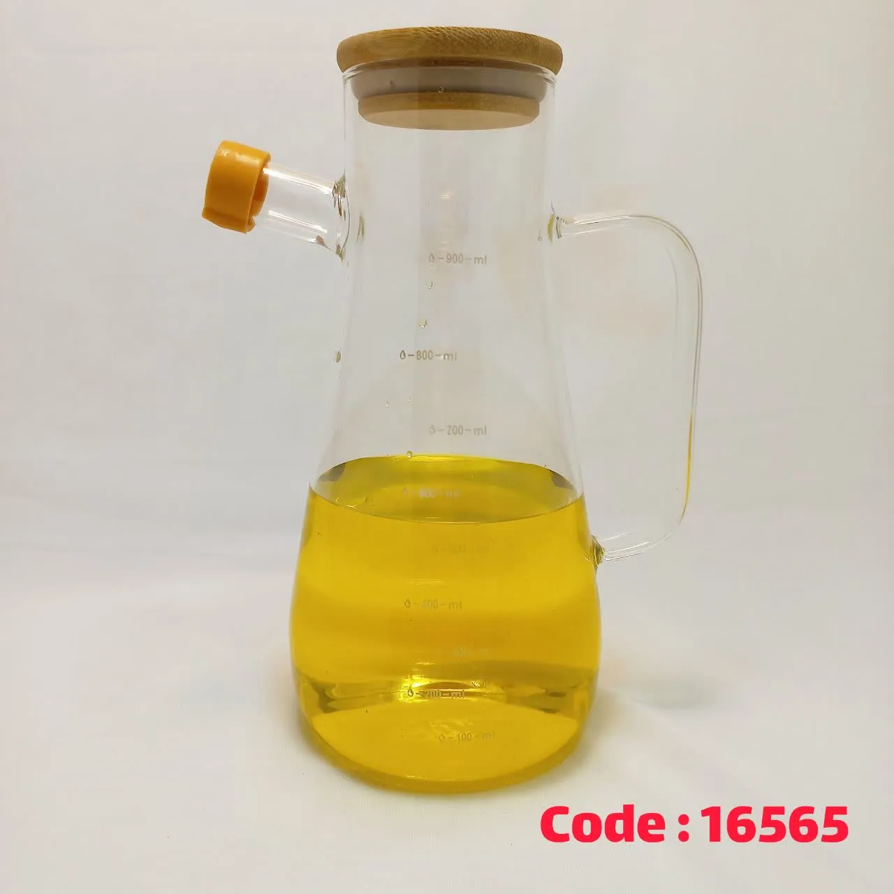 پارچ روغن مدرج 0.9 لیتر درب چوب 3 پیرکس